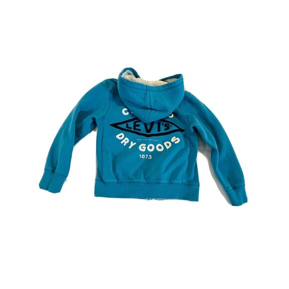 Levi's Boys Blue Zip Up Lined Hoodie S Turquoise Blue Youth Sweatshirt - Picture 3 of 13